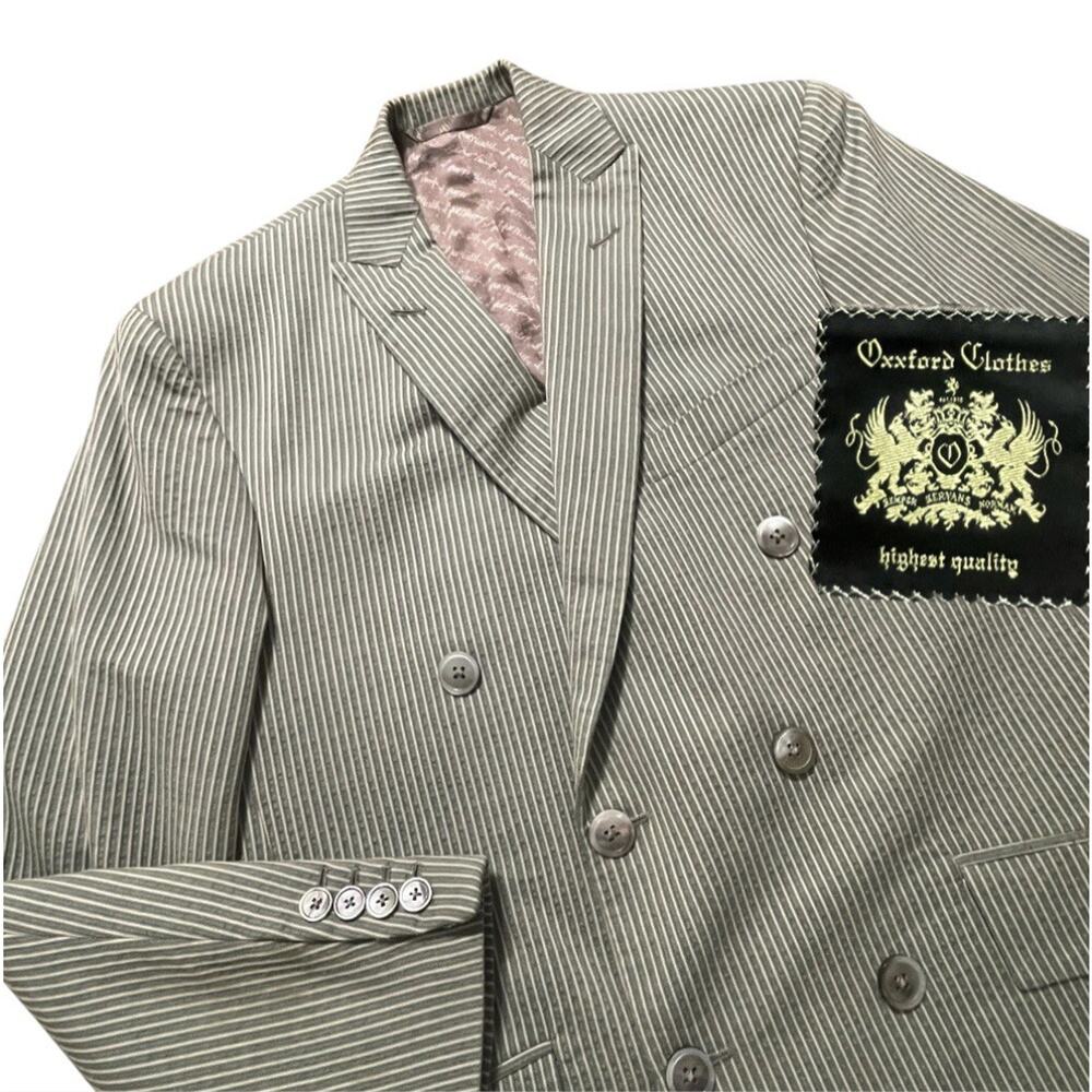 NEW Oxxford Clothes Sport Coat Mens 40R Green Seersucker Double Breasted Linen